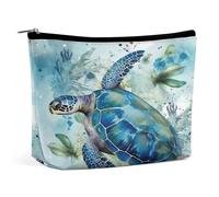 TKJMCSW Sea Turtle Blue Cosmetic Bags for Women Men Waterproof Travel Toiletry Bag Large Capacity Makeup Bags PU Leather Cute Makeup Pouch Protable Travel Bag for Toiletries, white, One Size