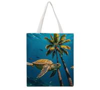 TKJMCSW Sea Turtles Swimming Canvas Tote Bag for Women with Handles Reusable Grocery Cloth Bag Foldable Tote Purse Travel Casual Everyday Shoulder Bags Shopping Handbag for Teacher Nurse Gift