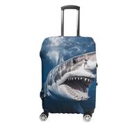 TKJMCSW Shark Opens Mouth Luggage Cover Tsa Approved Suitcase Covers for Luggage Elastic Washable Suit Case Covers Anti-Scratch Travel Luggages Sleeve Suitcase Protector Fits 19-30 Inch Case(), White