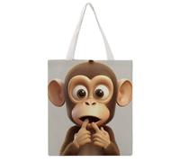 TKJMCSW Silent Monkey Canvas Tote Bag for Women with Handles Reusable Grocery Cloth Bag Foldable Tote Purse Travel Casual Everyday Shoulder Bags Shopping Handbag for Teacher Nurse Gift