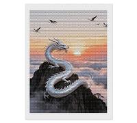 TKJMCSW Silver Dragon Circling 5D Diamond Painting Kits for Adults Beginner DIY Round Full Drill Diamond Dots Paintings Paint with Diamonds Crafts Kits Gem Art for Home Wall Decor Gift 12"x16"