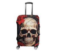 TKJMCSW Skull Rose-Red Luggage Cover Tsa Approved Suitcase Covers for Luggage Elastic Washable Suit Case Covers Anti-Scratch Travel Luggages Sleeve Suitcase Protector Fits 19-30 Inch Case(), White, L