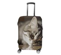 TKJMCSW Sleeping Cat Luggage Cover Tsa Approved Suitcase Covers for Luggage Elastic Washable Suit Case Covers Anti-Scratch Travel Luggages Sleeve Suitcase Protector Fits 19-30 Inch Case(), white