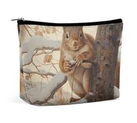 TKJMCSW Squirrel on Tree Cosmetic Bags for Women Men Waterproof Travel Toiletry Bag Large Capacity Makeup Bags PU Leather Cute Makeup Pouch Protable Travel Bag for Toiletries, white, One Size