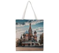 TKJMCSW St Basil Cathedral Canvas Tote Bag for Women with Handles Reusable Grocery Cloth Bag Foldable Tote Purse Travel Casual Everyday Shoulder Bags Shopping Handbag for Teacher Nurse Gift