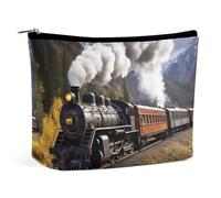 TKJMCSW Steam Locomotive Train Cosmetic Bags for Women Men Waterproof Travel Toiletry Bag Large Capacity Makeup Bags PU Leather Cute Makeup Pouch Protable Travel Bag for Toiletries, white, One size