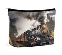 TKJMCSW Steam Train Cosmetic Bags for Women Men Waterproof Travel Toiletry Bag Large Capacity Makeup Bags PU Leather Cute Makeup Pouch Protable Travel Bag for Toiletries