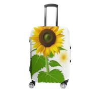TKJMCSW Sunflower And Weed Luggage Cover Tsa Approved Suitcase Covers for Luggage Elastic Washable Suit Case Covers Anti-Scratch Travel Luggages Sleeve Suitcase Protector Fits 19-30 Inch Case(), White