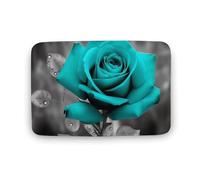 TKJMCSW Teal Grey Rose Bath Mat Non Slip Bathmat Absorbent Bath Rug Shower Rug 19.7"x31.5" Small Coral Velvet Mats Soft Shower Mat for Door Entrance Tub Side Sink Front Vanity