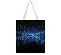 TKJMCSW The Blue Binary Canvas Tote Bag for Women with Handles Reusable Grocery Cloth Bag Foldable Tote Purse Travel Casual Everyday Shoulder Bags Shopping Handbag for Teacher Nurse Gift