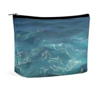 TKJMCSW The Deep Blue Sea Cosmetic Bags for Women Men Waterproof Travel Toiletry Bag Large Capacity Makeup Bags PU Leather Cute Makeup Pouch Protable Travel Bag for Toiletries, white, One Size