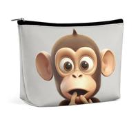 TKJMCSW The Silent Monkey Cosmetic Bags for Women Men Waterproof Travel Toiletry Bag Large Capacity Makeup Bags PU Leather Cute Makeup Pouch Protable Travel Bag for Toiletries, white, One Size