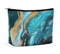 TKJMCSW Turquoise Blue Gold Marble Cosmetic Bags for Women Men Waterproof Travel Toiletry Bag Large Capacity Makeup Bags PU Leather Cute Makeup Pouch Protable Travel Bag for Toiletries, white, One