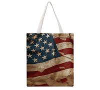TKJMCSW Vintage American Flag Canvas Tote Bag for Women with Handles Reusable Grocery Cloth Bag Foldable Tote Purse Travel Casual Everyday Shoulder Bags Shopping Handbag for Teacher Nurse Gift