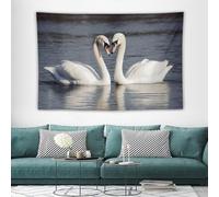 TKJMCSW Wall Tapestry 40"x60" Vintage Tapestry with Hanging Kits Aesthetic Poster Romantic White Swan Tapestries for Bedroom Decoration Living Room Apartment Dorm Artwork Party Backdrop