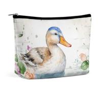TKJMCSW Watercolor Duck Cosmetic Bags for Women Men Waterproof Travel Toiletry Bag Large Capacity Makeup Bags PU Leather Cute Makeup Pouch Protable Travel Bag for Toiletries