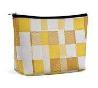 TKJMCSW White And Yellow Cosmetic Bags for Women Men Waterproof Travel Toiletry Bag Large Capacity Makeup Bags PU Leather Cute Makeup Pouch Protable Travel Bag for Toiletries, white, One Size