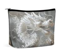 TKJMCSW White Dragon Style Cosmetic Bags for Women Men Waterproof Travel Toiletry Bag Large Capacity Makeup Bags PU Leather Cute Makeup Pouch Protable Travel Bag for Toiletries