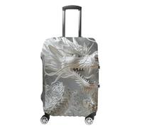 TKJMCSW White Dragon Style Luggage Cover Tsa Approved Suitcase Covers for Luggage Elastic Washable Suit Case Covers Anti-Scratch Travel Luggages Sleeve Suitcase Protector Fits 19-30 Inch Case(), white
