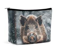 TKJMCSW Wild Boar Cosmetic Bags for Women Men Waterproof Travel Toiletry Bag Large Capacity Makeup Bags PU Leather Cute Makeup Pouch Protable Travel Bag for Toiletries, white, One size