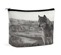 TKJMCSW Wolf On The Grass Cosmetic Bags for Women Men Waterproof Travel Toiletry Bag Large Capacity Makeup Bags PU Leather Cute Makeup Pouch Protable Travel Bag for Toiletries, white, One size