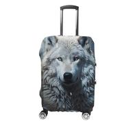 TKJMCSW Wolf Sitting in The Snow Luggage Cover Tsa Approved Suitcase Covers for Luggage Elastic Washable Suit Case Covers Anti-Scratch Travel Luggages Sleeve Suitcase Protector Fits 19-30 Inch Case
