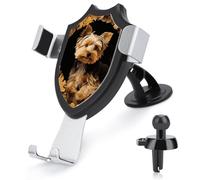 TKJMCSW Yorkshire Terrier in The Cave Car Phone Mount Universal Auto Phone Holder Adjustable Cellphone Car Mount 360° Rotation, Dashboard & Windshield & Air Vent Strong Suction Cup Phones Stand
