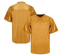 TKJPYWYH Blank Football Jersey,Men's Practice Jersey Football Athletic Shirt,Hip Hop Sports Blank T-Shirt S-3XL, Golden, Large