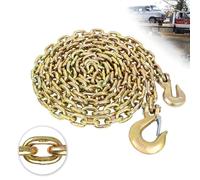 TKK G80 Transport Binder Chain, 3/8 Inch x 15 Foot Logging Tow Chain with Grab and Sling Hooks, 7,100 lbs Safe Working Load, Heavy Duty for Transporting, Towing and Tie-Down