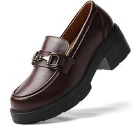 TKKAE Loafers for Women Chunky Platform Lug Sole Slip On Penny Loafer Shoes | Women's Classic Round Toe Loafers Business Casual Office Work Shoes Comfort Flats for Ladies Daily Dating Party School Wear