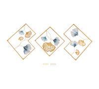 TkkMivcOC 3PCS Ginkgo Metal Wall Art, 3D Dimensional Sculpture Wall Decoration, Thickened Frame Wall Ornaments, Hanging Wall Art Decor for Living Room Bedroom Office, Gold