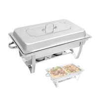 TkkMivcOC 6 L Stainless Steel Chafing Dish Set, Double Compartment Rectangular Food Warmer Buffet Server with Fuel Holders, Food Warmers for Parties Buffets Banquets Dinners