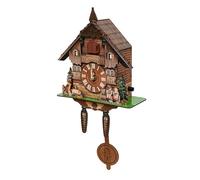 TkkMivcOC Cuckoo Clock, Traditional Black Forest Cuckoo Sound Clock with Working Bird & Chimer Pendulum, Battery Powered, Bird House Hanging Wall Clocks for Home Living Room Office Decoration