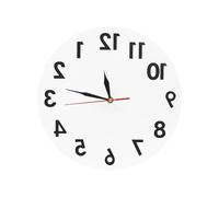 TkkMivcOC Reverse Wall Clock, Creative Round Clocks with Large Dial, Backwards Running Time, Acrylic Decor, for Kitchen Living Room Office Bedroom, White