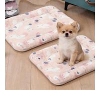 TKLake 2 Pcs Guinea Pig Bed Mat Washable 36x26cm,Soft Fluffy Rabbit Mat,Guinea Pig Fleece Bed Mats,Small Animals Bedding for Bunny Rat Hedgehog Chinchilla Cat(Pink Bear 2pcs)