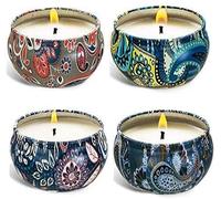 TKLake 4PCS Scented Candles Gift Set, Natural Soy Wax Women's Gift for Stress Relief Birthday Bath Yoga Birthday Christmas Xmas Party Anniversary (Rose,Lavender,Vanilla,Mediterranean Fig)
