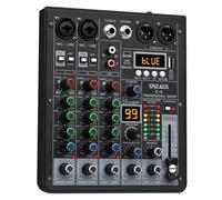 TKLBLS Audio Mixer, 4 Channel 99-Bit DSP, Digital MP3 Computer Input, 48V Phantom Power, Stereo Recording, Live Stream, Bluetooth Connection, DJ Mixer