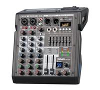 TKLBLS Audio Mixer, 4 Channel Sound Board Mixing Console with 99-Bit DSP, 7-Band Eq Output, Digital MP3 Computer Input, Professional DJ Mixer Board with 48V Phantom Power Stereofor Recording Live