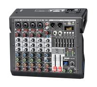 TKLBLS Audio Mixer, 6-Channel Professional DJ Mixer with 99-Bit DSP Effects, 7-Band EQ, 48V Phantom Power, MP3/Computer Input - Studio Audio Mixing Console for Recording & Live Performances