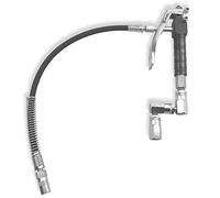 TKM Tools Control Handle Valve - Flex. spout 4 Jaws Coupler for Grease Pump, Heavy Duty High Pressure 7,500 PSI, 1/4 inch NPT(f) Inlet with 360 Degree Z Swivel (18" Flex. Spout with Spring)