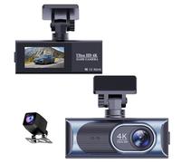 TKMARS 4K Front and Rear Dash Cam with 5GHz WiFi, Night Vision, Motion Detection, 170° Wide Angle, Collision Detection, Loop Recording, APP Control, Max 256GB Storage.