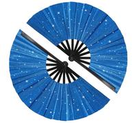 Tkocisa 2 Pack Glitter Large Folding Hand Fans for Line Dancing, Popping Fan Large Rave Hand Fan for Boots On The Ground Dance, Concert, Party, Festival, Home Decorations(Royal Blue)