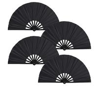 Tkocisa 4 Pack Large Folding Hand Fan, Plastic Hand Held Folding Fans Chinese Kung Fu Hand Fan Decorative Folding Fans for Dance, Performance, Festival or Home Decorations(Black)