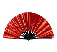 Tkocisa Large Holographic Folding Hand Fan for Line Dance, Boots on The Ground Fan Rave Clack Fans for Party, Festival, Halloween, Dance, Decorations(Red)