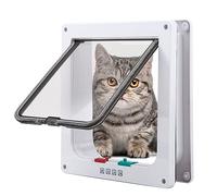 TKOOFN 4-Mode Magnetic Door Flap Lockable for Cat Kitten Dog Puppy Pet Safety Large white