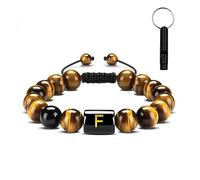 Tkoprtu Initial Bracelet, Natural tigers eye bracelet, beaded bracelets for men, Stress Reducing Mens Bracelet Boys Bracelet Gift for Dad Grandpa Boyfriend Husband Son Grandson Brothers, One Size