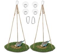 TkoYuHm 2pcs 10'' Bird Foraging Mat Toy Artificial Grass Hammock Hanging Lawn Swing with Hooks Enrichment Cage Accessories for Parakeets Parrots Cockatiels