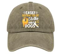 TKPA MOL Dad Hat Easily Distracted by Sloths and Dogs Pet Sloth Lover Trucker Caps for Women Graphic Washed Denim Adjustable