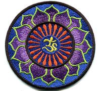 TKPatch Hindu aum om lotus hindi indian yoga peace trance embroidered applique iron-on patch new