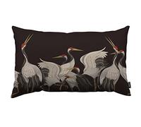TKS MITLAN Decorative Throw Pillow Cover with White Cranes - 12" x 20" - Heron - Home Decor